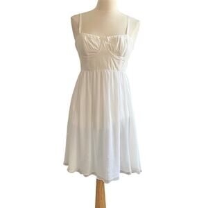 Alice + Olivia White Babydoll Silk Structured Bodice Corsage Chiffon Dress Sz 6